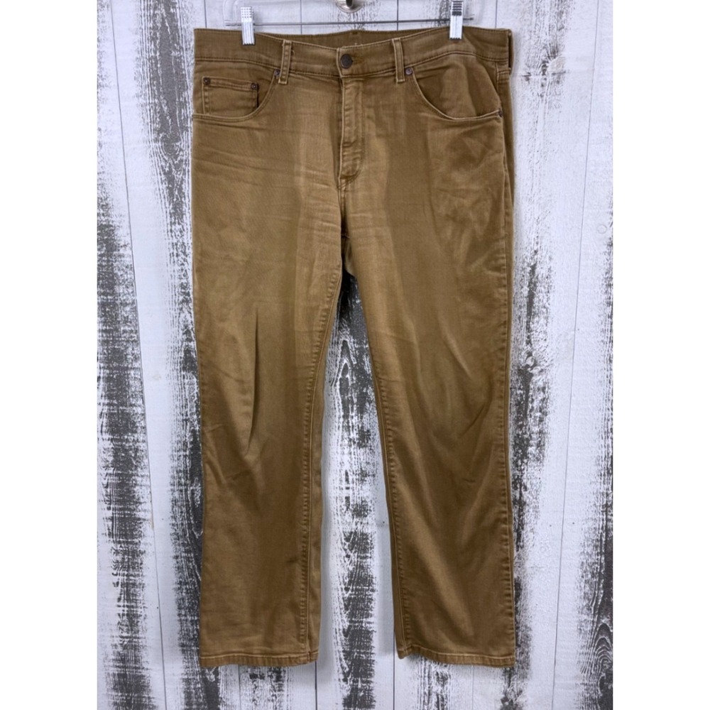 Mott & Bow Straight Jeans Men 34x30 Khaki Stretch Casual Denim Pants